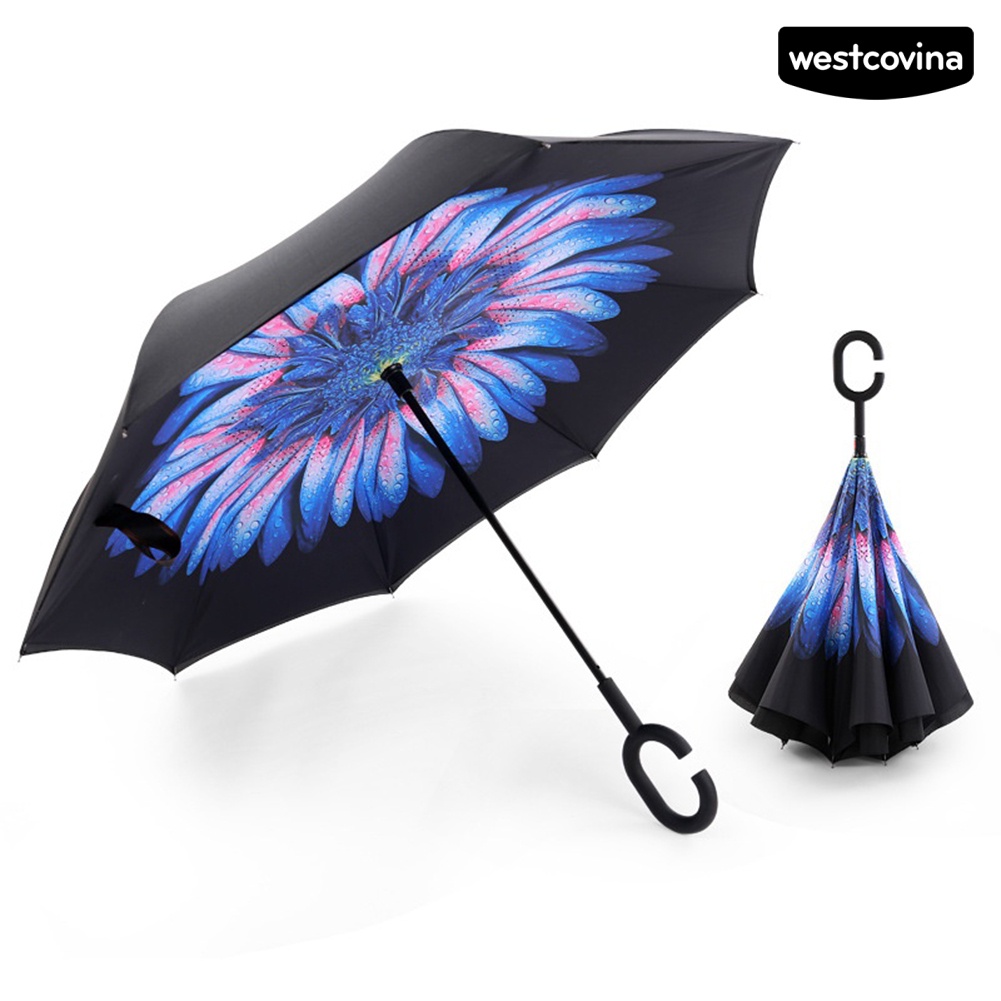 [COD]☁Dù Đứng Hai Lớp Chống Tia UV Chống Gió Hình Chữ C Có Tay Cầm Tiện Lợi Dành Cho Nữ