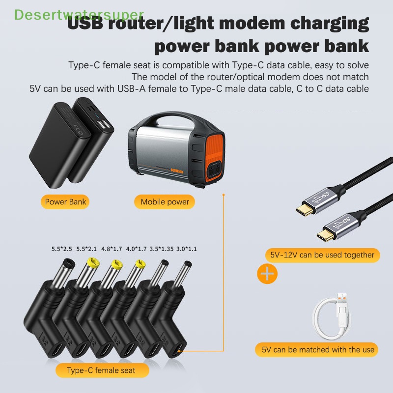 Bộ Chuyển Đổi Nguồn Điện USB PD 5V 9V 12V Type-C Female Sang DC Female Cho Bộ Định Tuyến Máy Tính Bảng