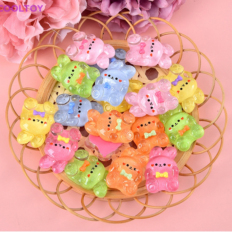 Cooltoy Set 10 Tượng Nhựa Resin Hình Thỏ Gấu Hoạt Hình Kawaii Trang Trí Sổ Tay DIY