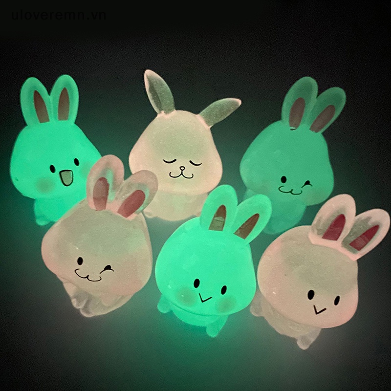 Set 2 Mô Hình Thỏ Mini Bằng Nhựa Phát Quang Trang Trí Sân Vườn