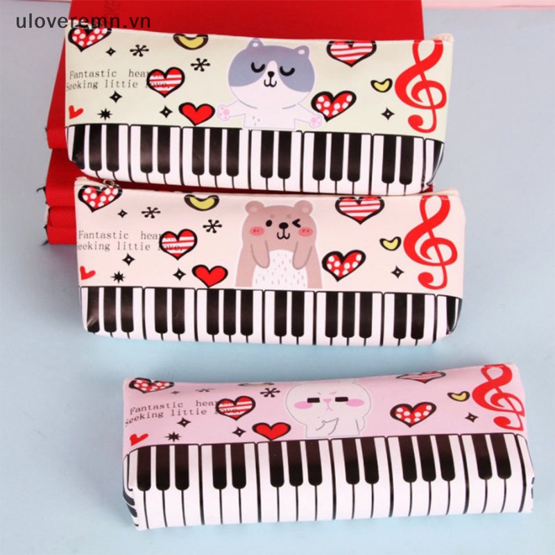 1 Túi Đựng Bút Bằng PU Sức Chứa Lớn Hình Phím Đàn Piano Sáng Tạo