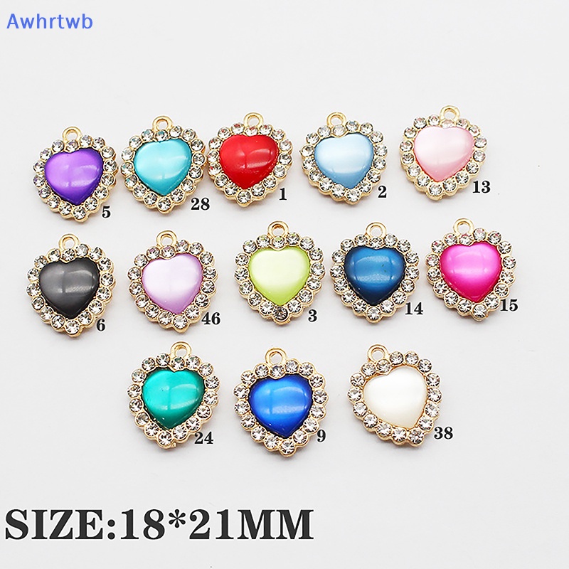 Phụ Kiện Trang Sức Treo Tường Hình Trái Tim Đính Đá 18MM Màu Vàng Phong Cách Hàn Quốc Mới