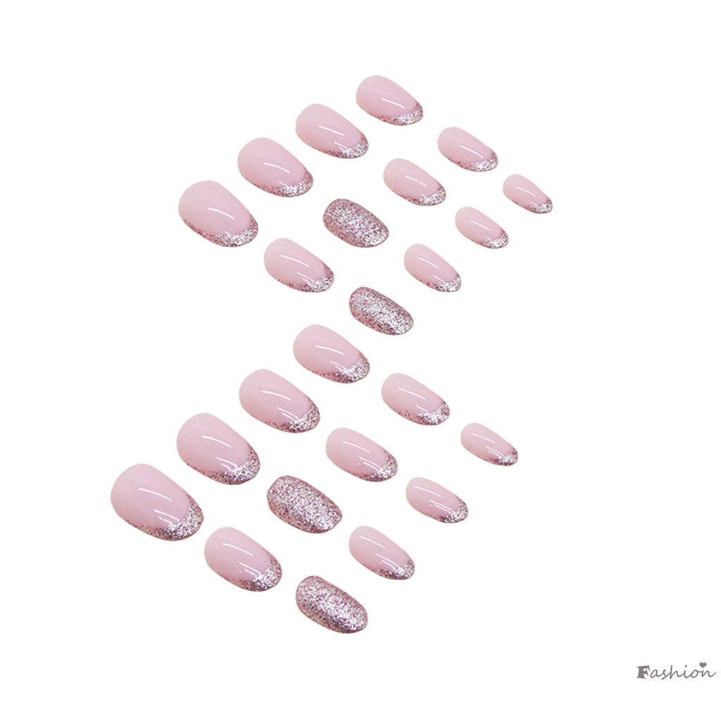 Móng Tay Giả Đính Bột Kim Tuyến Màu Hồng Quý Phái Và Thanh Lịch