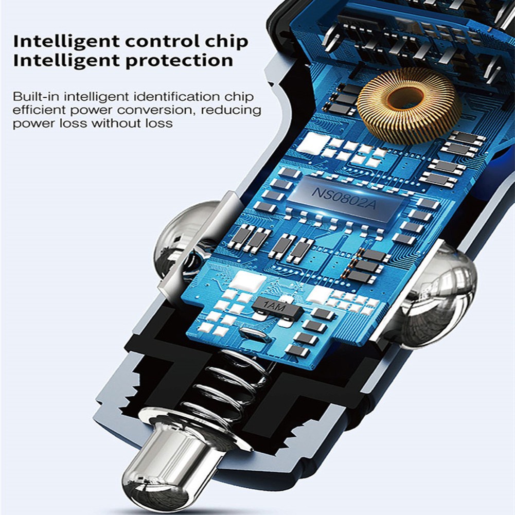 Bộ Sạc USB 2 Cổng AUX Chuyển Đổi Đài FM Mp3 BT5.0 Có Đèn Cho Xe Hơi