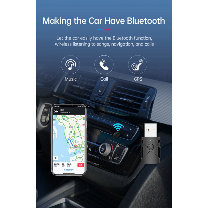 Thiết Bị Truyền Nhận Tín Hiệu Bluetooth 5.2 5 Trong 1 Giắc Cắm 3.5mm Aux A2Dp Cho Xe Hơi