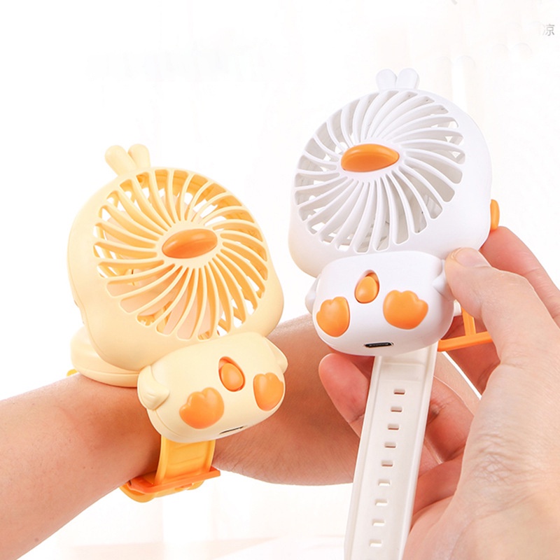 Quạt Điện Đeo Tay Mini Họa Tiết Hoạt Hình Sáng Tạo Có Thể Điều Chỉnh Và Sạc Lại Cổng USB