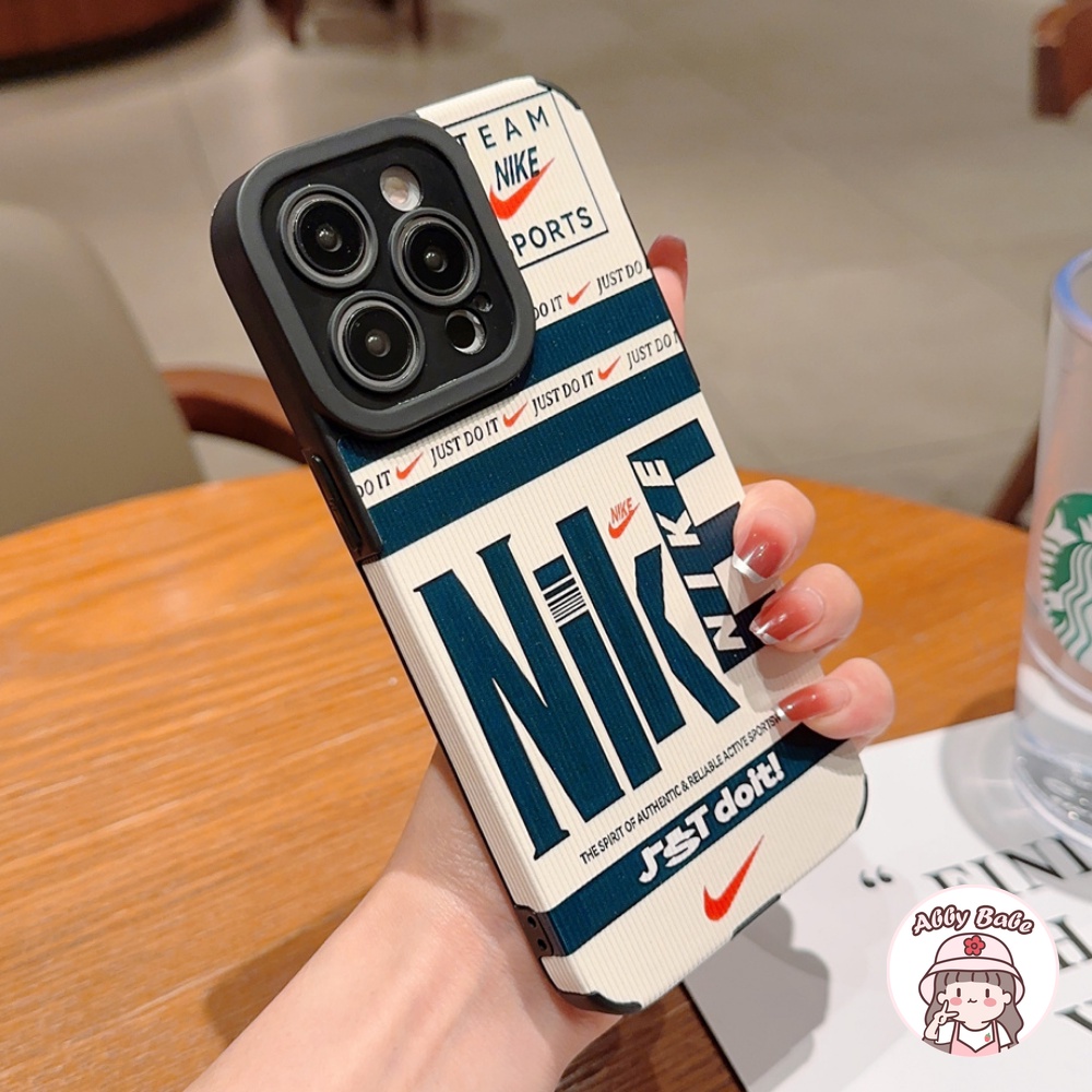 Ốp Điện Thoại Da Giả Viền TPU Dẻo Màu Xanh Dương Đậm In Chữ Độc Đáo Thời Trang Cho IPhone 14 Pro Max 11 12 11 Pro Max X 7Plus