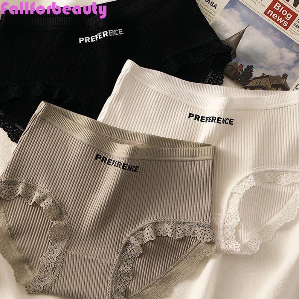 Fallforbeauty Quần Lót Cotton Phối Ren Thoáng Khí Chống Vi Khuẩn Thoải Mái Cho Nữ