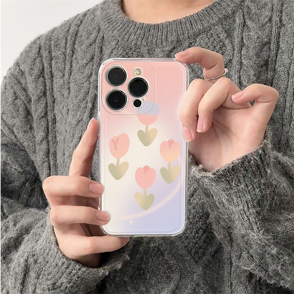✅Ốp Điện Thoại Mềm Chống Sốc Họa Tiết Hoa Tulip Đơn Giản Cho Iphone 78 14pro 13116ins Plus 12 Max Mty 8