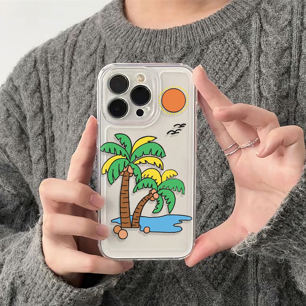 ✅Ốp Điện Thoại Mềm Chống Sốc Họa Tiết Cây Dừa Cho Iphone 11 plus 14pro max 6In78 1213 2PO3