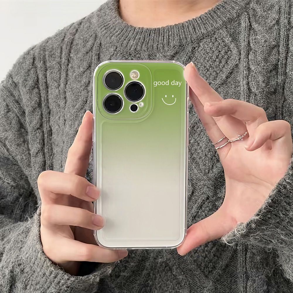 ✅Ốp Điện Thoại Mềm Chống Sốc Họa Tiết Mặt Cười Màu Gradient Cho Iphone 14Pro + 12 78 11 max 6In 13