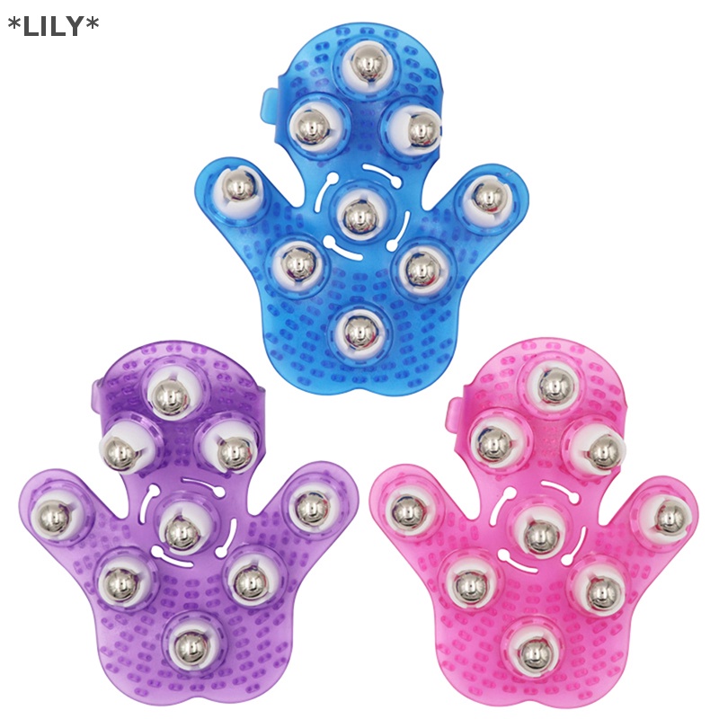 Lily Cọ hình massage găng tay cơ thể massager với 9 360 độ con lăn kim loại con lăn uuu
