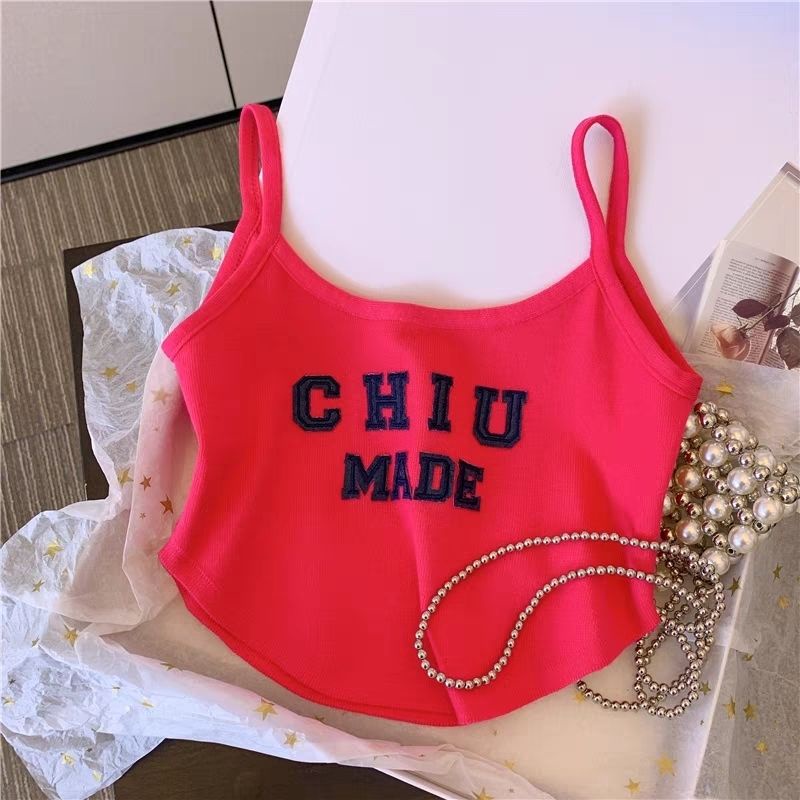 Áo Croptop Sát Nách In Chữ Phong Cách Hàn Quốc Thời Trang Mùa Hè Cho Bé Gái
