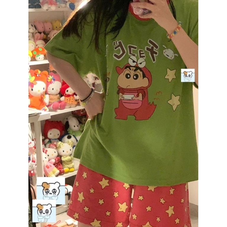 Bộ Đồ Ngủ Ngắn Tay In Họa Tiết Hoạt Hình Xinh Xắn Theo Phong Cách Mùa Hè Dành Cho Nữ Dưới 150.00kg