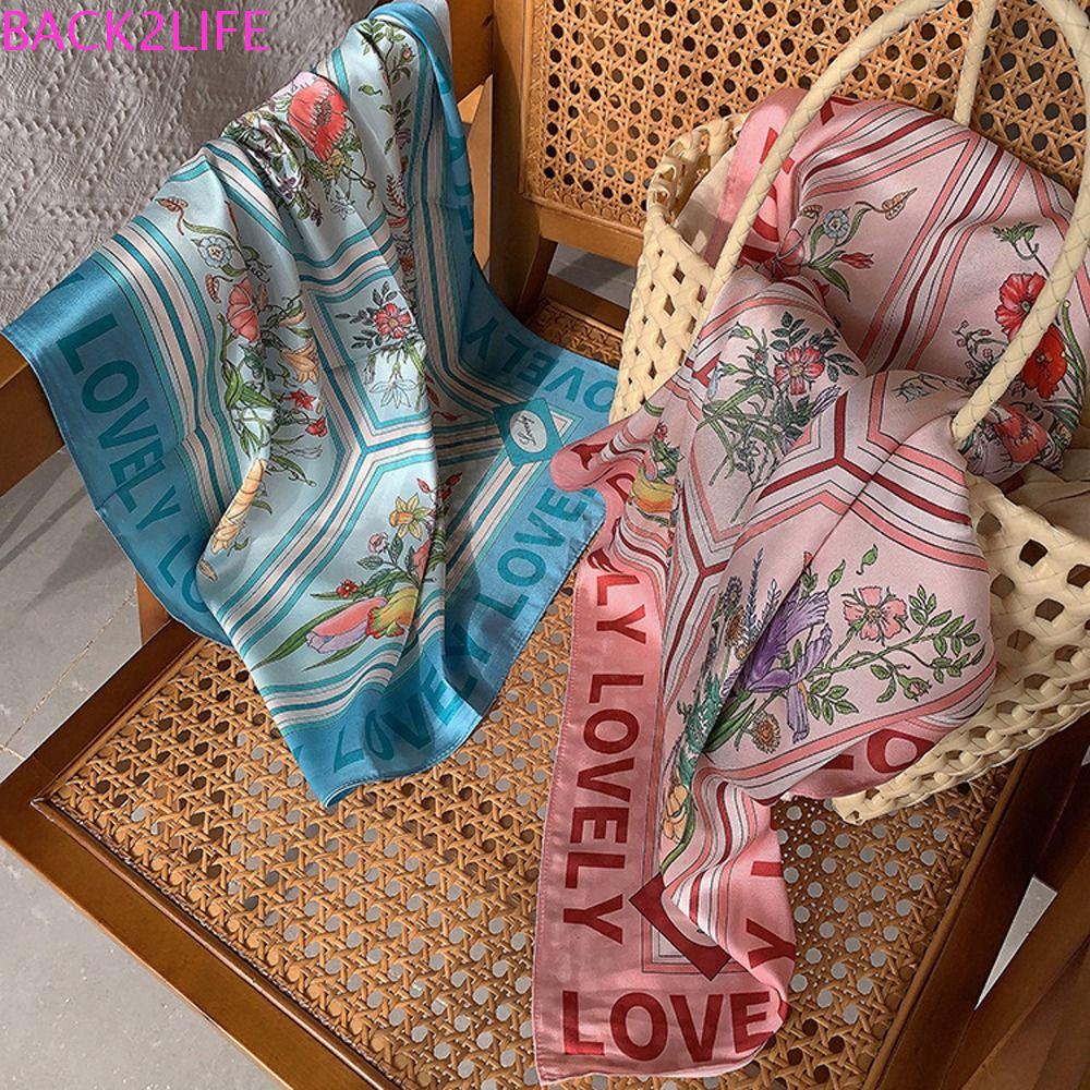 Khăn Choàng Cổ Vuông Che Nắng In Họa Tiết Hoa Ngọt Ngào Thời Trang Mùa Hè Cho Nữ 2life