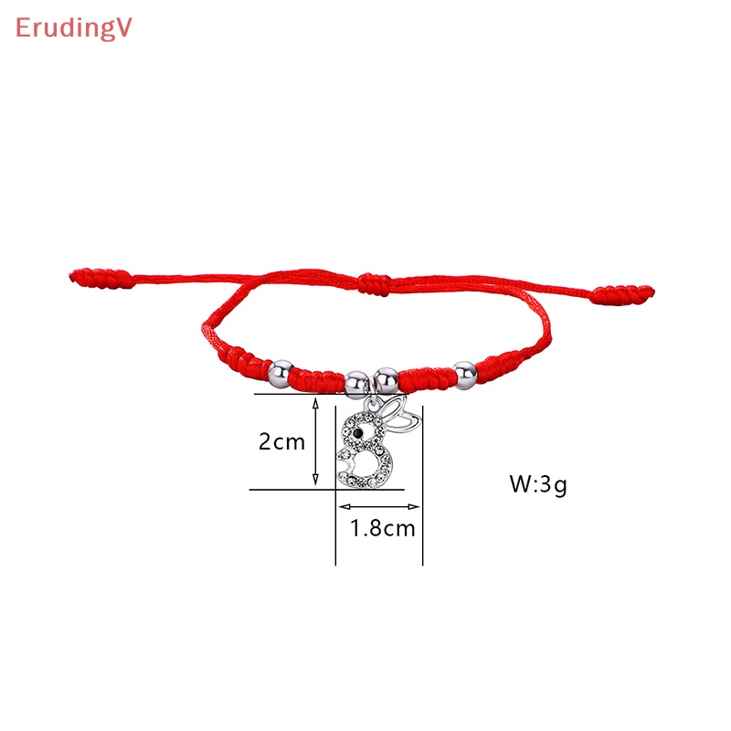 Vòng Tay Dây Đỏ May Mắn Mặt Hình Thỏ May Mắn Cho Nữ