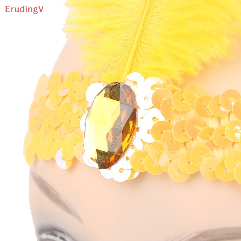 [ErudingV] Băng Đô Lông Vũ Đính Kim Sa Lấp Lánh Phong Cách Vintage Dành Cho Tiệc Hóa Trang [Mới]