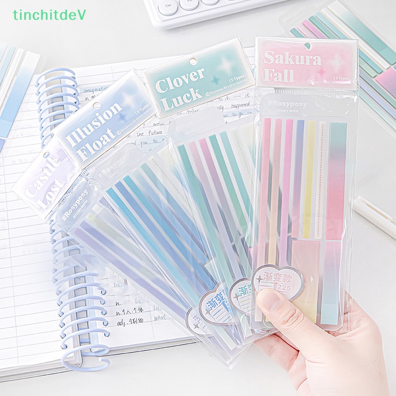 [TinchitdeV] Set 225 Tờ Giấy Ghi Chú Dính Trong Suốt Nhiều Màu Sắc Gradient Đáng Yêu Cho Học Sinh [Mới]