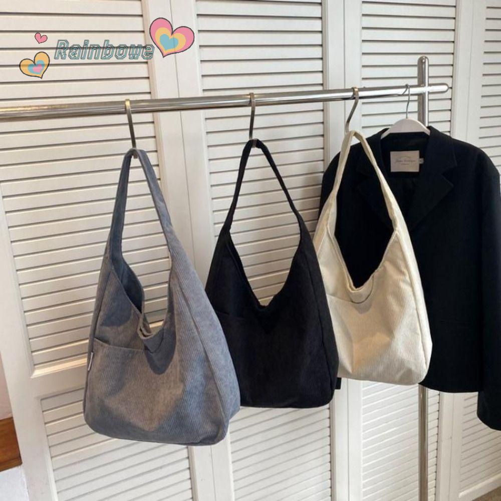 Túi Tote Vải Canvas Màu Cầu Vồng Cỡ Lớn Thiết Kế Đơn Giản