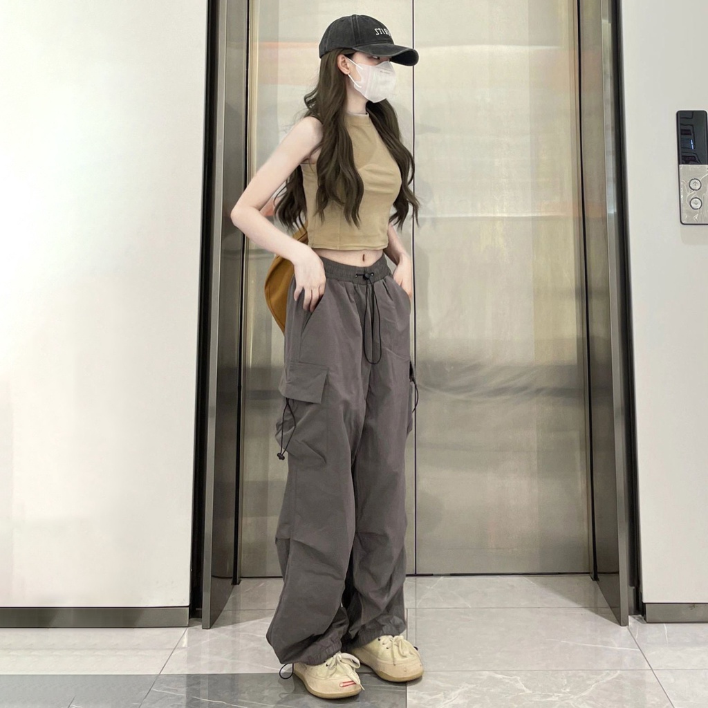 Quần Dài Thể Thao Dáng Rộng Cỡ Lớn Thời Trang Mùa Xuân Thu Hàn Quốc Giản Dị