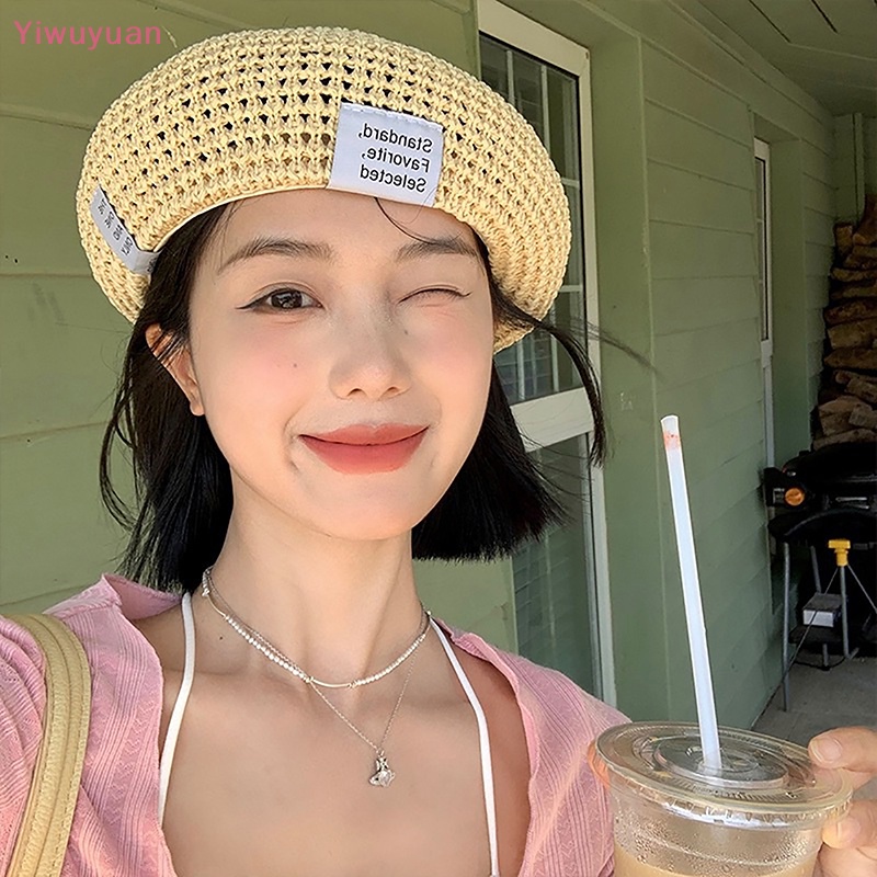 < Yiwuyuan > Mũ Beret Màu Trơn Phong Cách Họa Sĩ Vintage Thời Trang Xuân Hè Mới Cho Nam Và Nữ
