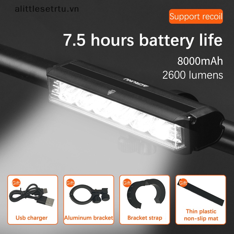 Đèn Pin Alittlesetrtu 8000mAh 2600 Lumen Chống Thấm Nước Kèm Sạc USB Tiện Dụng Cho Xe Đạp Leo Núi