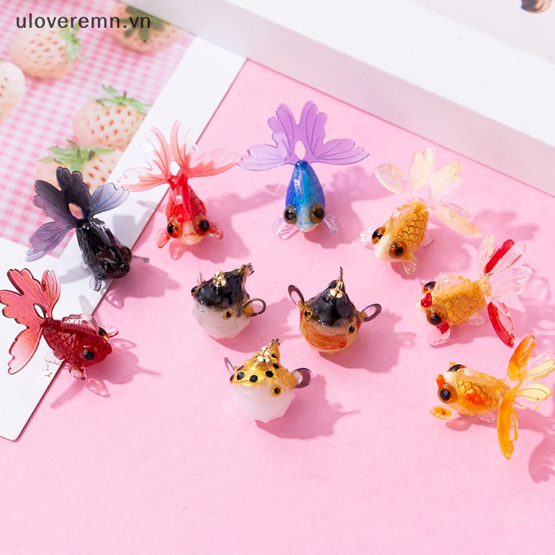 Mặt Vòng cổ / Móc Khóa Hình Cá Vàng Bằng Nhựa Resin Dễ Thương DIY