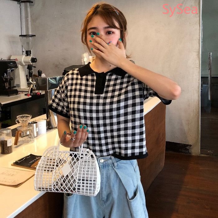 Áo Sơ Mi Dệt Kim Dáng Rộng Kẻ Sọc Kiểu Retro Hàn Quốc Thời Trang Mùa Hè Cho Nữ