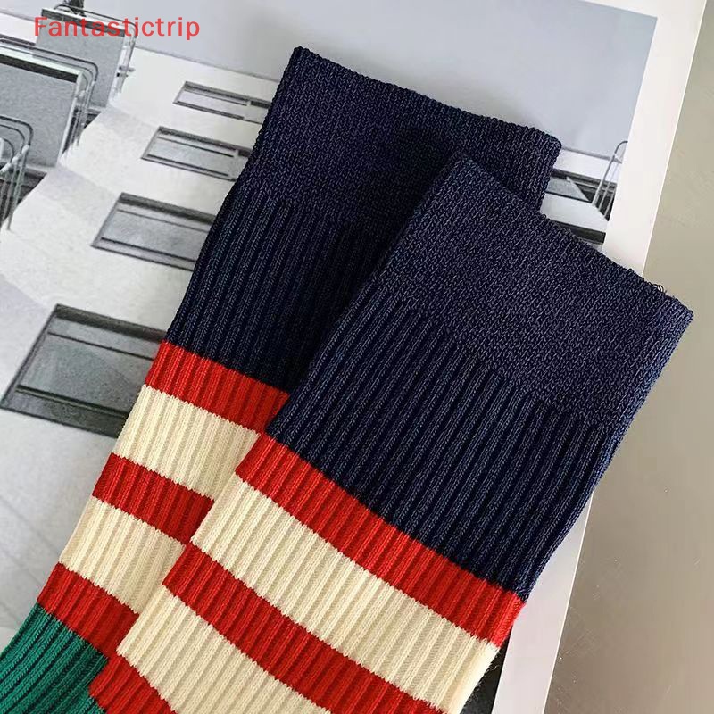 [Fantastictrip] Vớ Thể Thao Cotton Mỏng Thoáng Khí Thêu Sọc Xanh Lá Thời Trang Hip Hop Đơn Giản Thoải Mái Cho Unisex / Trường Học /