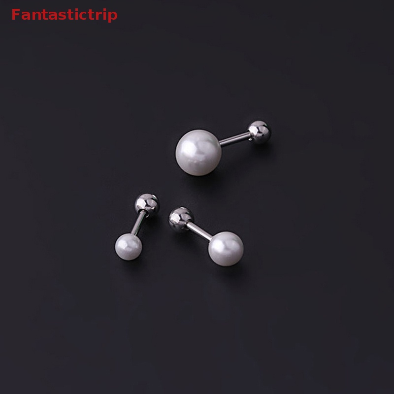 1 Khuyên Tai Ngọc Trai Bằng Thép Titan Đính Đá Thời Trang Mới