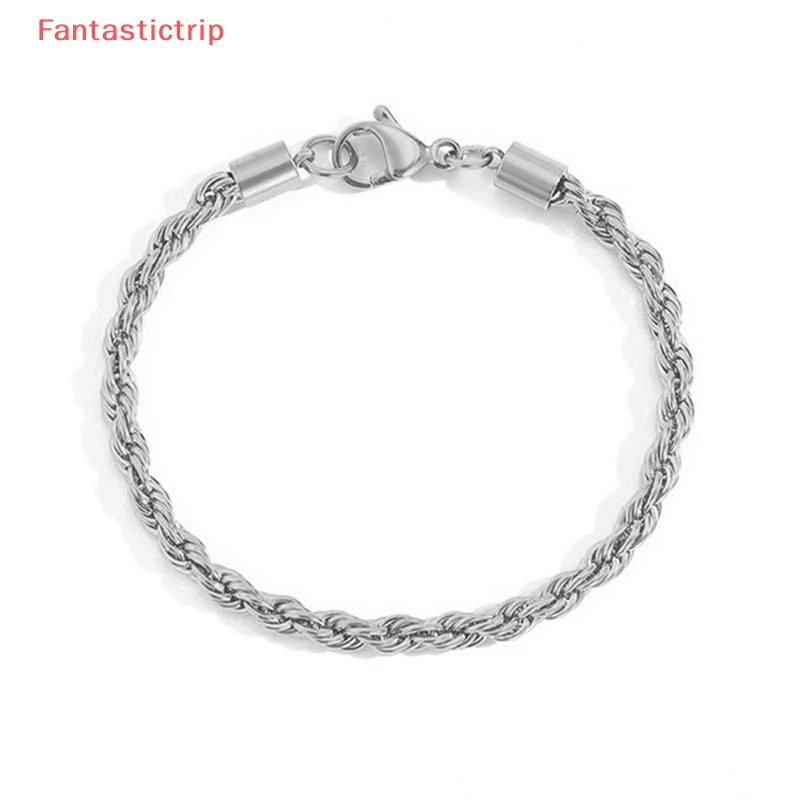 Vòng Tay Dây Xoắn Bằng Thép Không Gỉ Màu Vàng 4MM Phong Cách Hip Hop Punk Thời Trang Cho Nữ