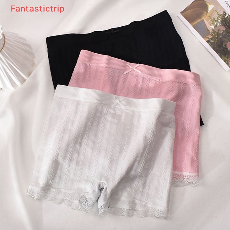 [Fantastictrip] Quần Short An Toàn Không Đường May Phối Ren Gợi Cảm Lưng Cao Co Giãn Dành Cho Nữ Mới