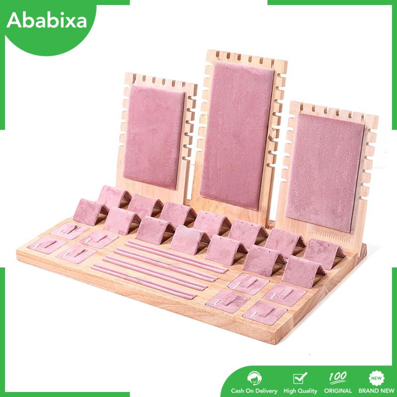 Khay Trưng Bày Trang Sức Bằng Gỗ Màu Hồng Kích Thước 15.3x9.2x9inch