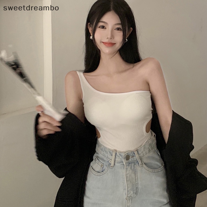 Áo hai dây hở một vai gợi cảm áo hai dây dáng ôm không tay màu trơn cho nữ