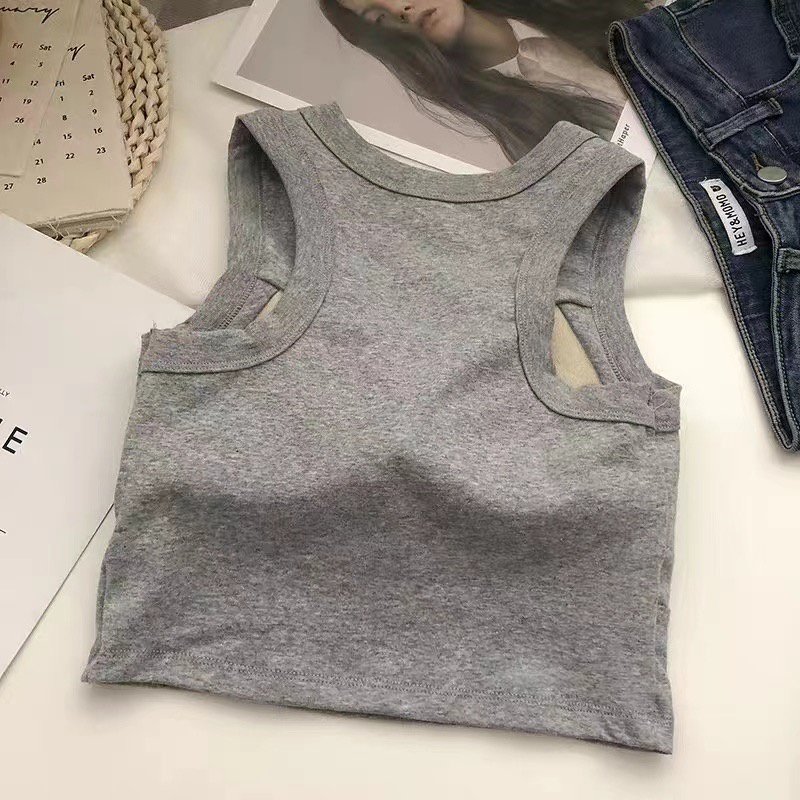 [CÓ MÚT] Áo ba lỗ croptop thun tăm siêu co giãn có đệm ngực MS1164