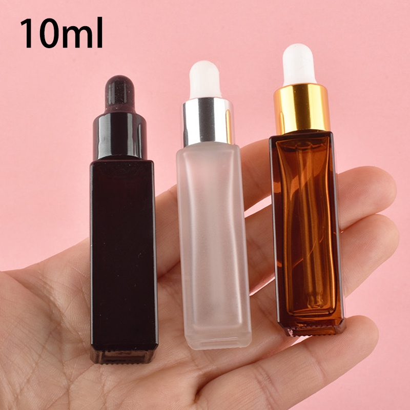 10ml Nhỏ Giọt Chai Vuông Có Thể Đổ Lại Thủy Tinh Dày Thơm Tinh Dầu Massage Pipet