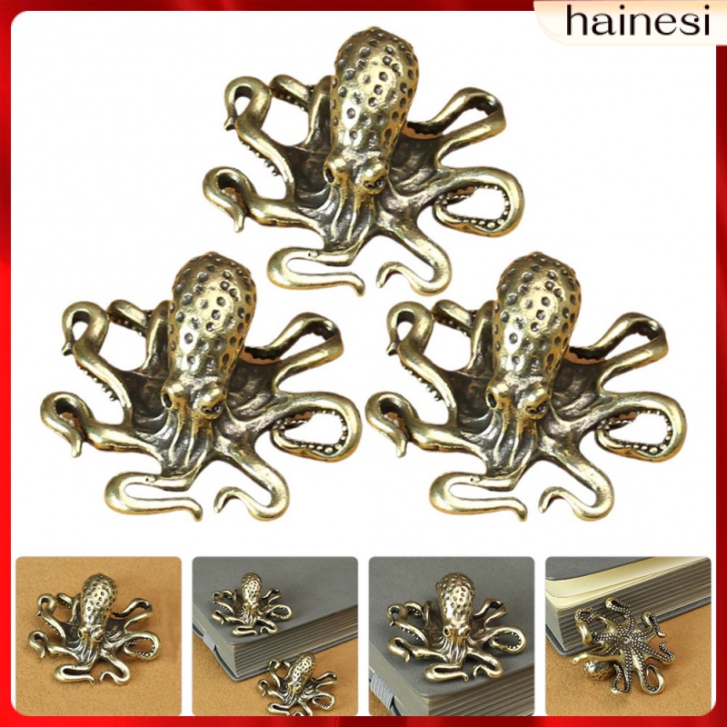 Cabinet Decor Brass Octopus Animal Statue Statues Accessories 3 Pcs