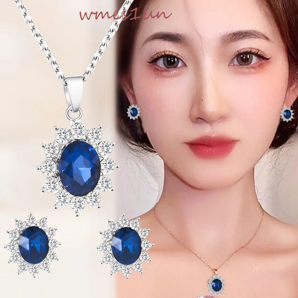 Bộ Trang Sức Hoa Hướng Dương Đính Đá Sapphire Sang Trọng WMES15H