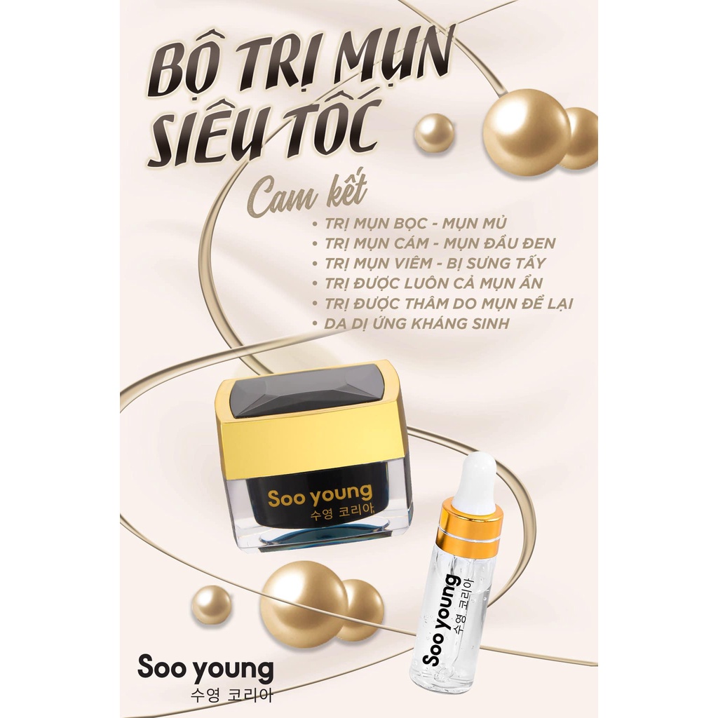 Kem face mụn Soo Young tặng kèm serum mụn Lục Tảo Soo young