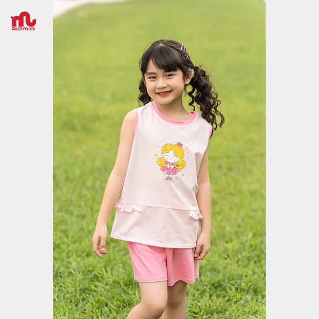 Bộ đồ bé gái mùa hè Riomio mặc nhà sát nách in hình công chúa dễ thương chất cotton mềm mát cho bé từ 2-7 tuổi RBG621