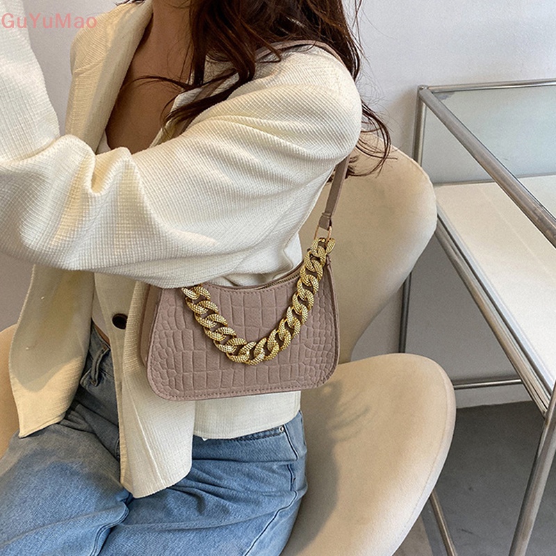 [cxGUYU] Túi Xách Đeo Dưới Cánh Tay Thiết Kế Chuỗi Xích Đơn Giản Kết Cấu Mới PRTA