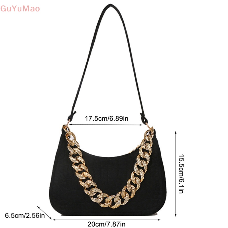 [cxGUYU] Túi Xách Đeo Dưới Cánh Tay Thiết Kế Chuỗi Xích Đơn Giản Kết Cấu Mới PRTA
