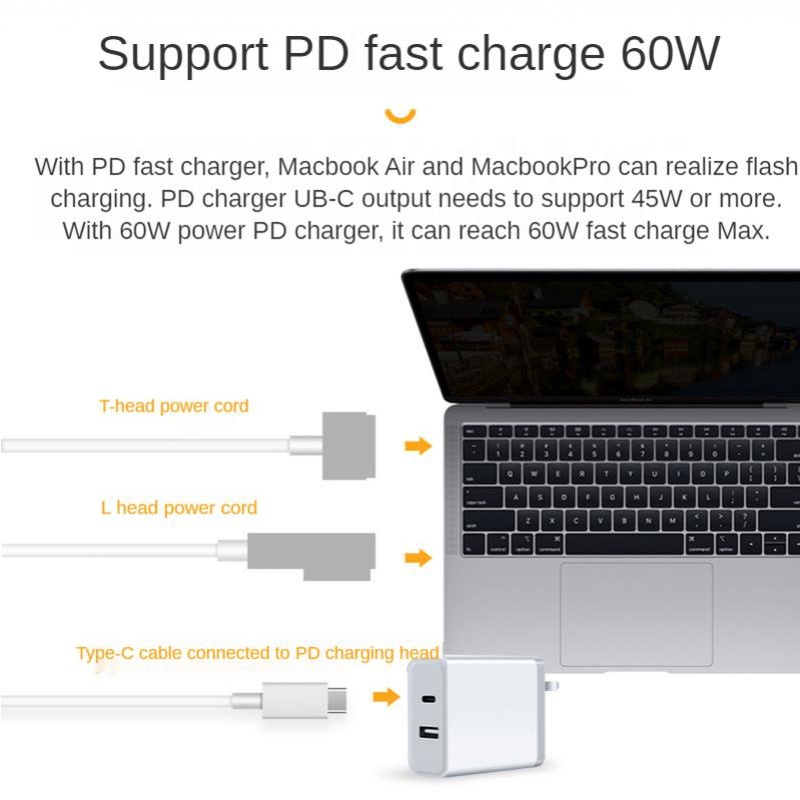 Dây Cáp Sạc Nhanh HdoorLink PD 87W USB C Sang Magesafe 1 / 2 Cho Laptop Macbook Air / Pro