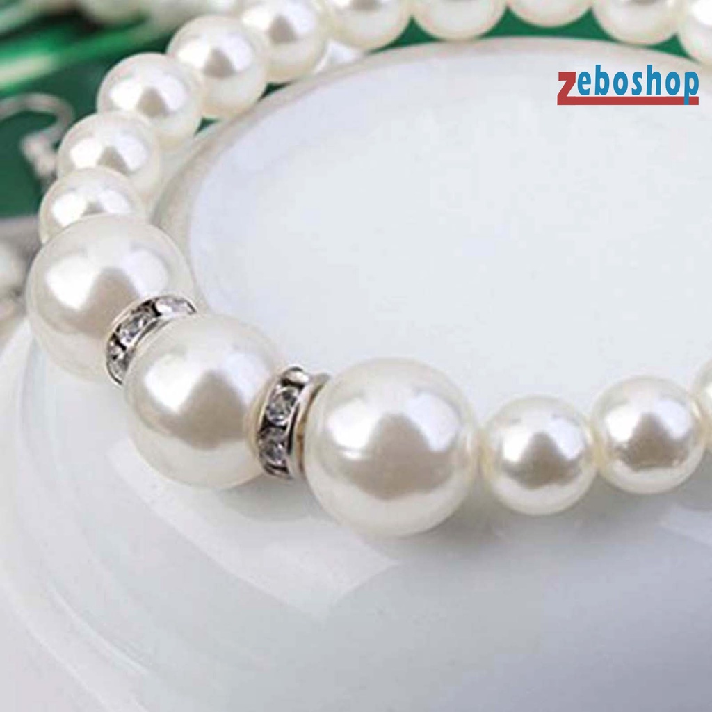 Bộ Trang Sức 3 Món Gồm Vòng cổ / Bông Tai / Vòng Tay Đính Ngọc Trai Nhân Tạo Thời