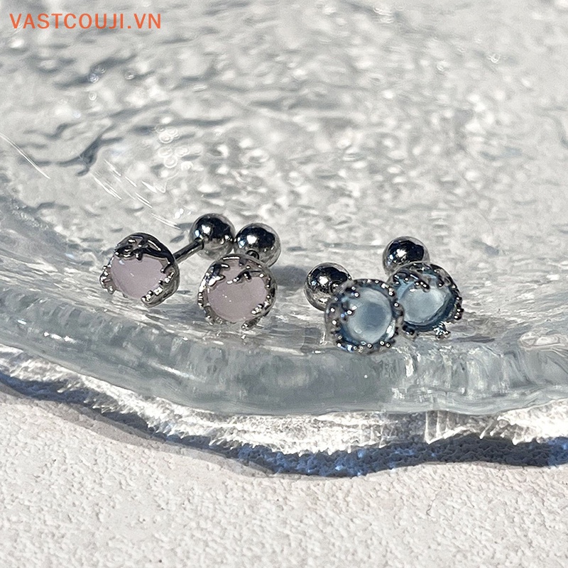 1 Đôi Khuyên Tai Nữ Đính Đá Nhiều Màu Thời Trang