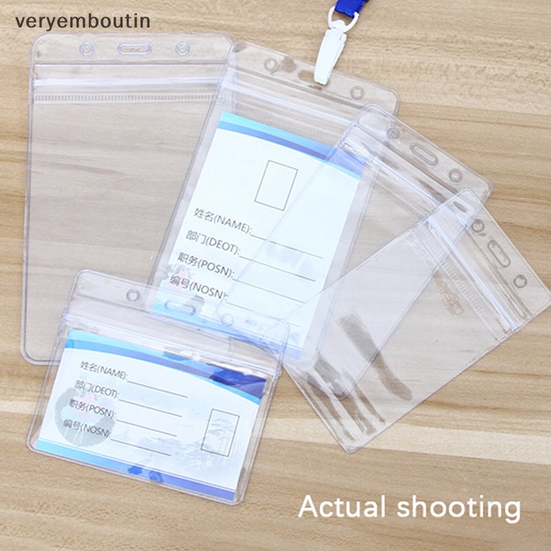 Set 10 Túi Đựng Thẻ ID / Thẻ ID Đeo Trước Ngực Mềm Bóng Trong Suốt Siêu Bền Chống Thấm Nước