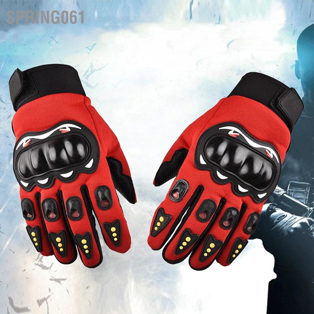 Spring061 Xe máy Knuckle Bảo vệ Găng tay Màn hình cảm ứng Thoáng khí Chống Trượt Dài Full Ngón cho Đạp xe Ngoài trời
