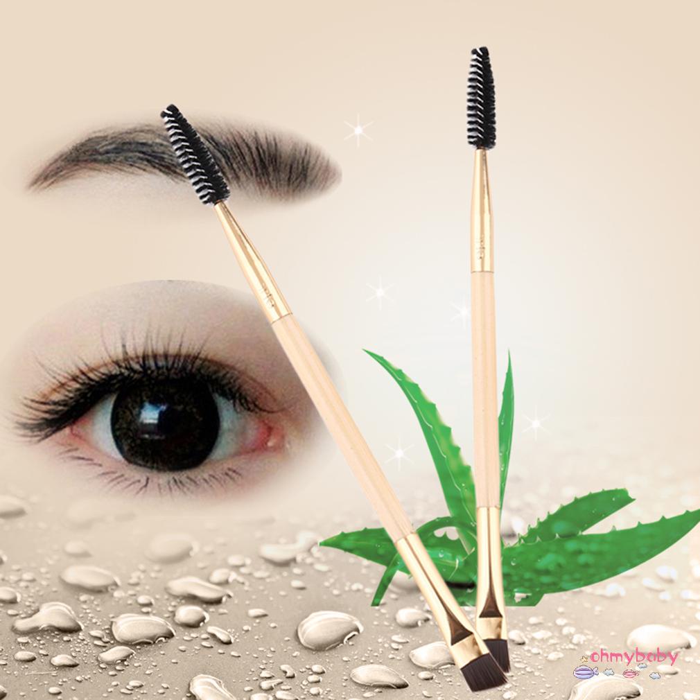 [InStock] Sợi tổng hợp vàng Tay cầm bằng tre mịn Dụng cụ trang điểm Bàn chải lông mày đôi mi [Z/10]
