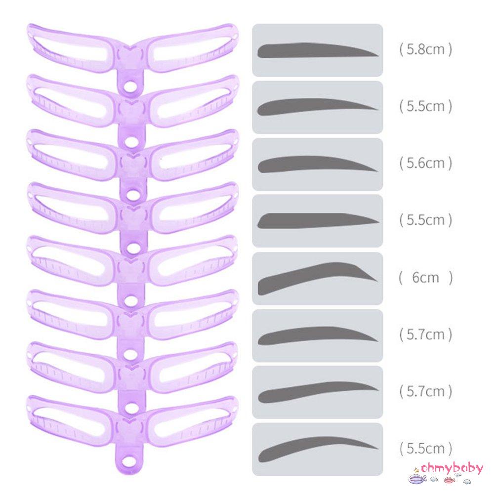 [OMB] 1 Bộ Mẫu định hình lông mày 8 trong có thể tái sử dụng khuôn tô cụ chải Công trang điểm xác [Z/16]