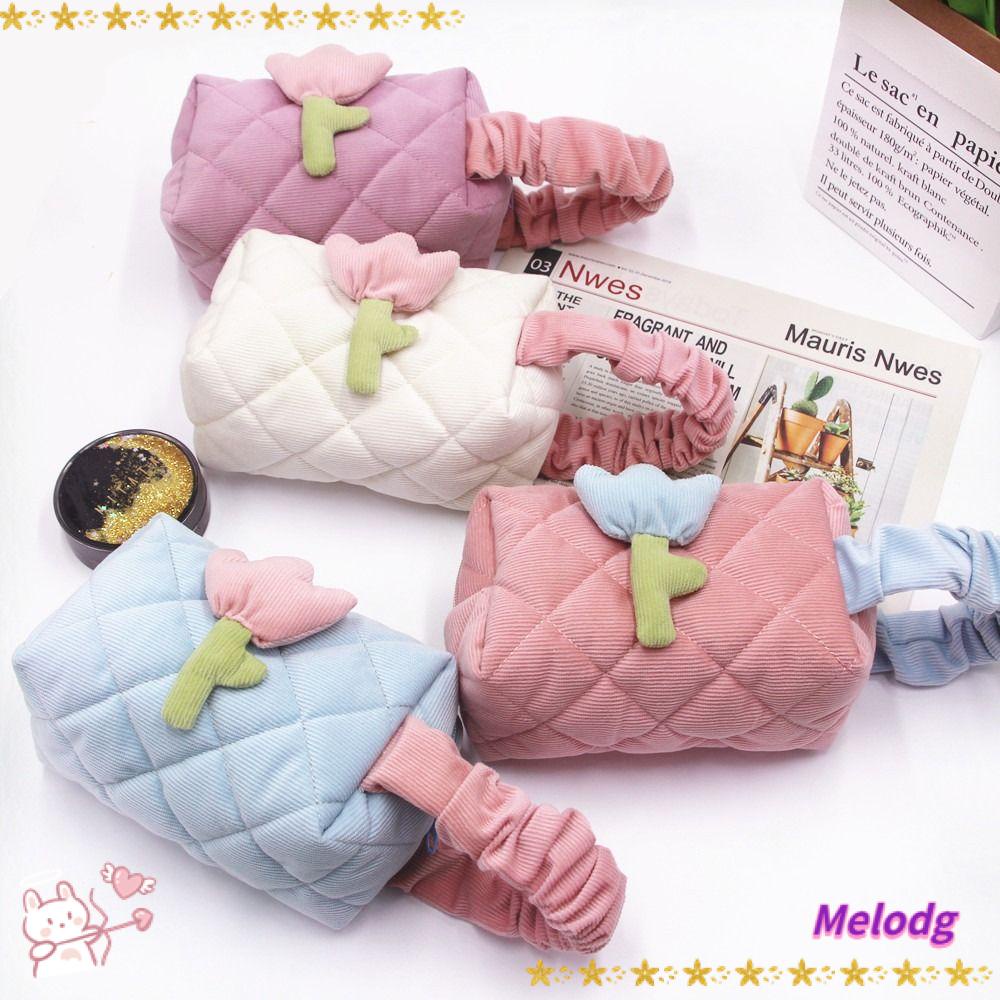 Túi Đựng Mỹ Phẩm Xách Tay Bằng Nhung Kẻ Dành Cho Nữ